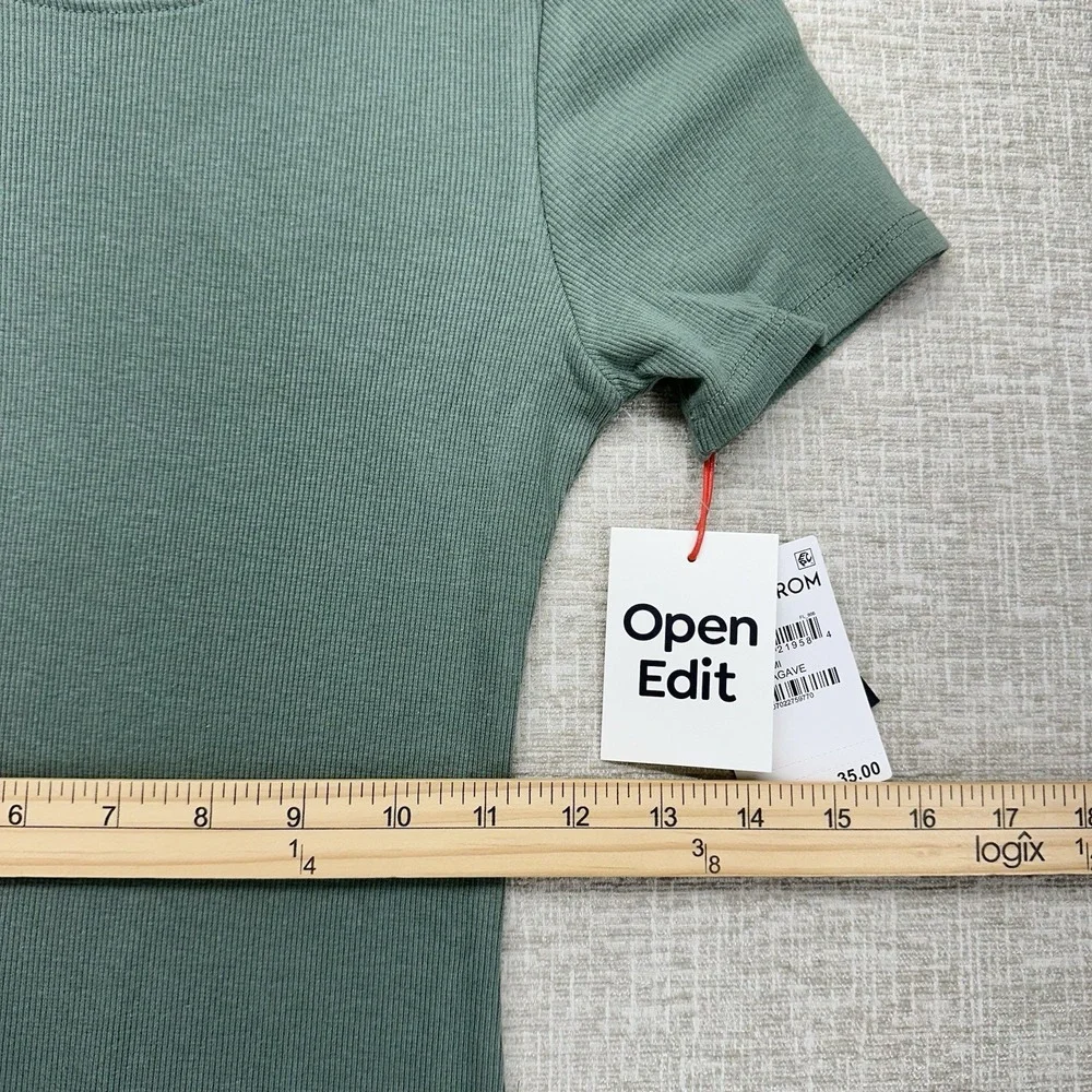 Open Edit Dress Womens Size XS Ribbed Short Sleeve Bodycon NWT‎ Mini Casual
